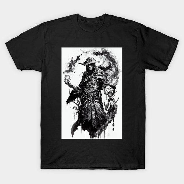 The Dark Necromancer T-Shirt by UVCottage